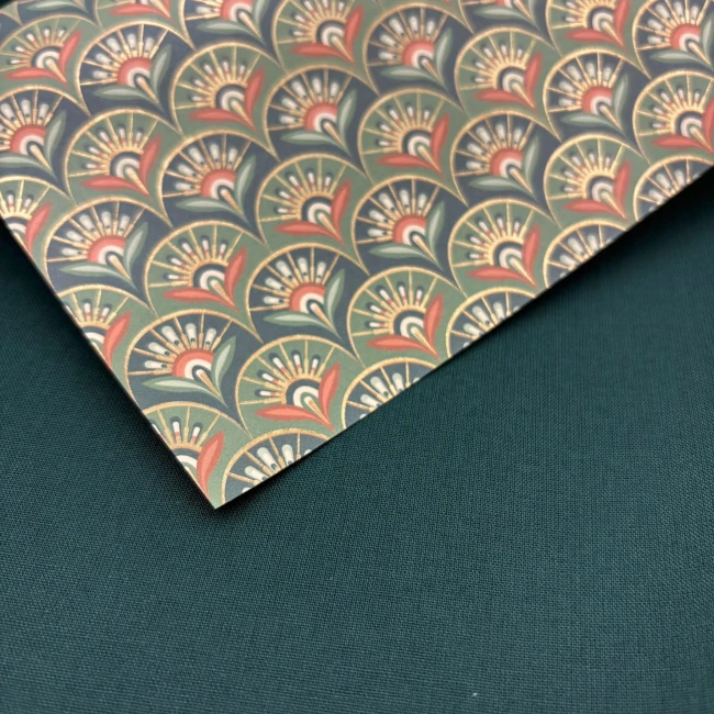 zestaw materialow do pudelek 11x16 wachlarz zielony z butelkową zielenia.JPEG